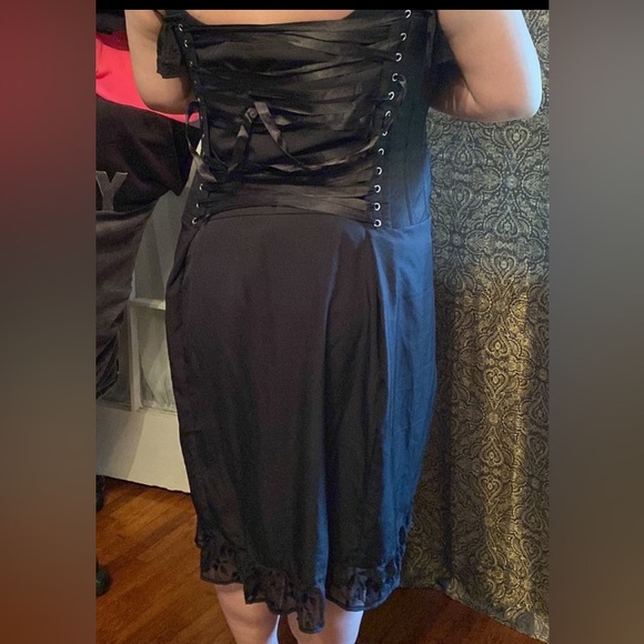 Corset Story Dress Black Lace Up Goth size 30 in great condition - Picture 1 of 16